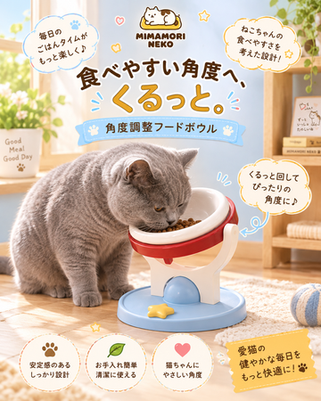 浮遊プラネットボウル 猫用傾斜フードボウル