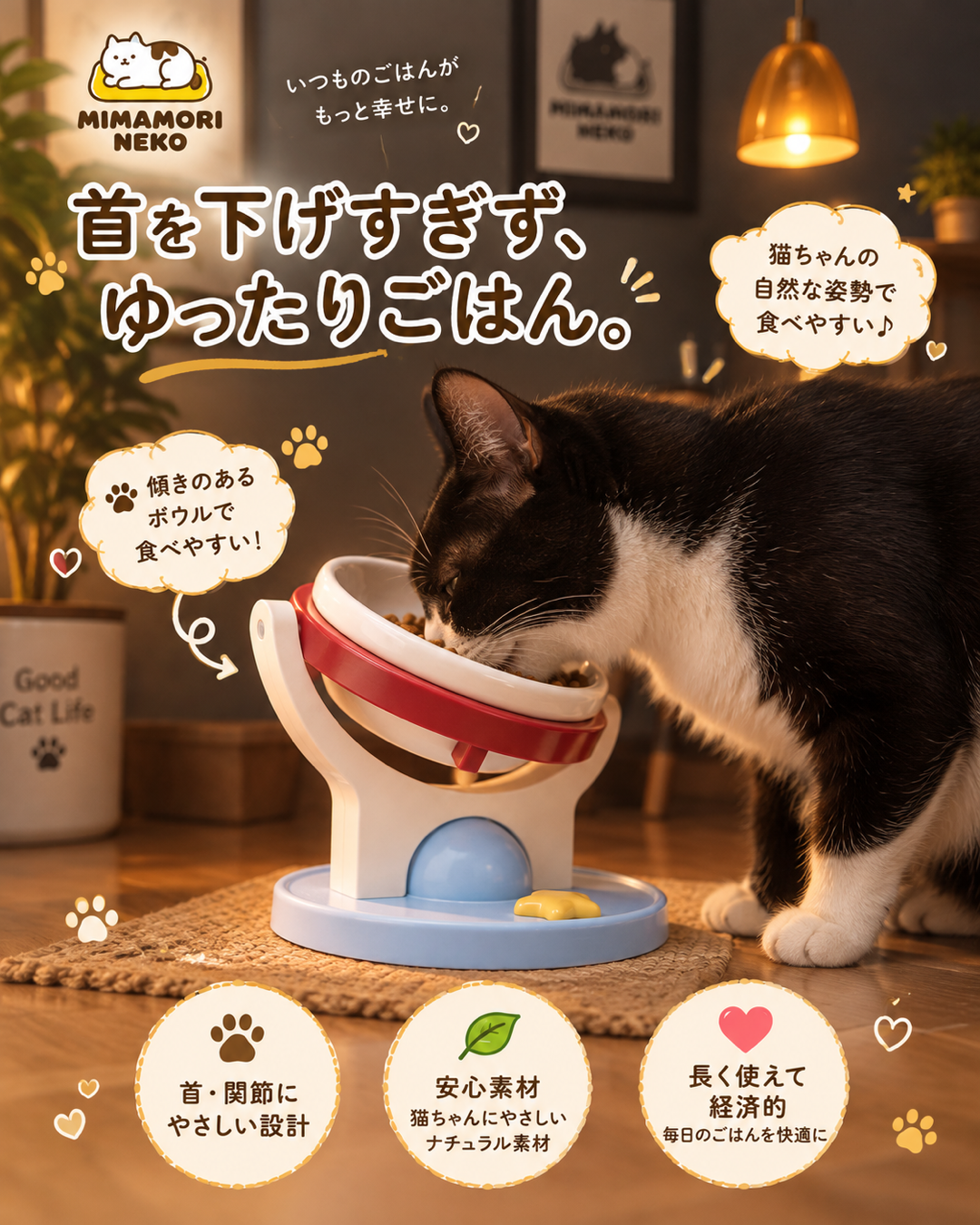 浮遊プラネットボウル 猫用傾斜フードボウル