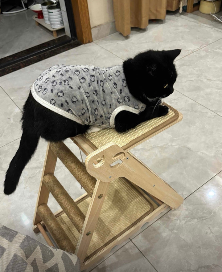 木製キャットタワー 爪とぎ一体型